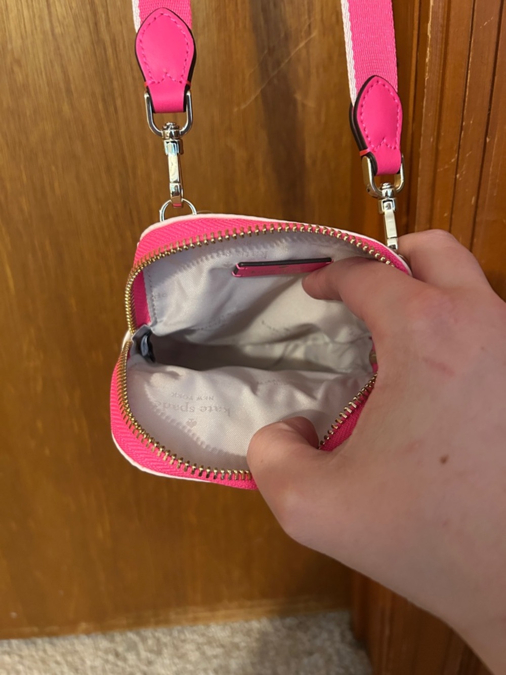 kate spade Cream and Hot Pink Crossbody Phone Pouch - Picture 3 of 6
